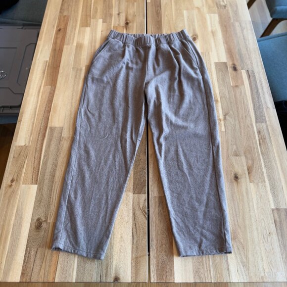 Eileen Fisher Soft Wool Flannel Pleated Tapered Pant S Tan - Picture 1 of 6